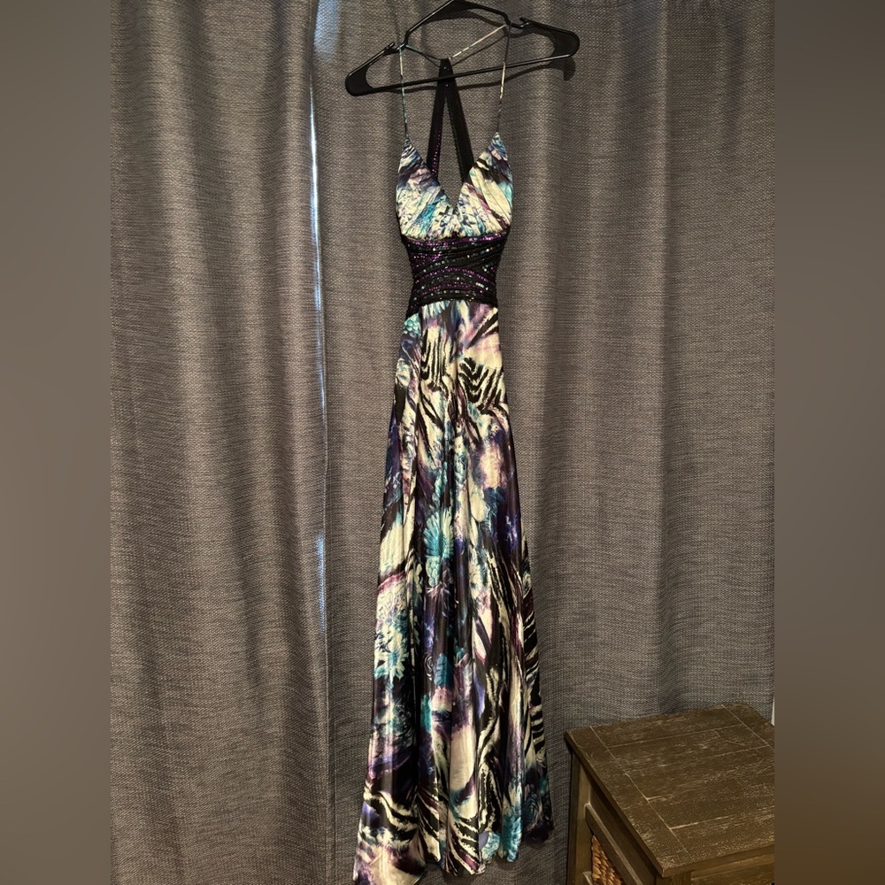 Betsy & Adam Vibrant Blue and Purple Maxi Dress